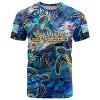 San Andres and Providencia T Shirt Sea Turtle Tropical Pattern - Wonder Print Shop