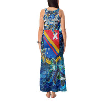 San Andres and Providencia Tank Maxi Dress Sea Turtle Tropical Pattern - Wonder Print Shop