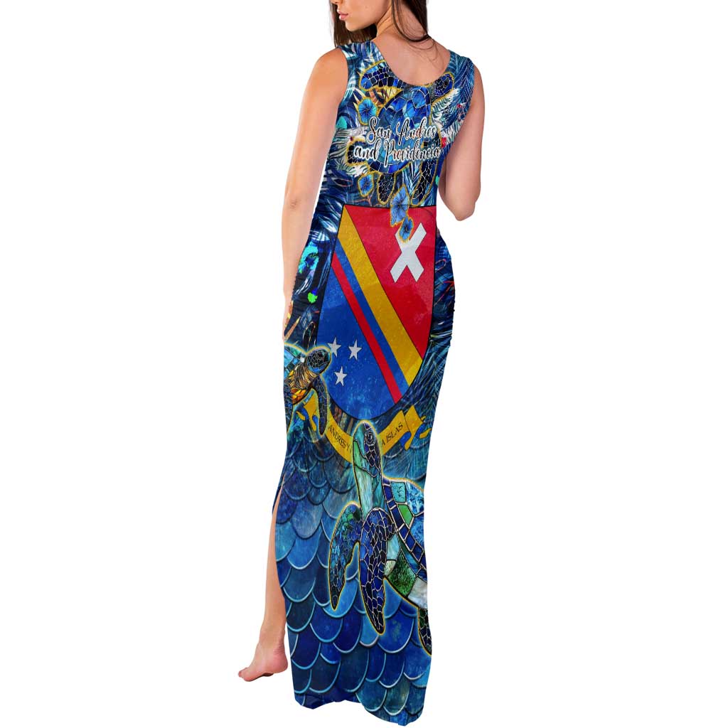 San Andres and Providencia Tank Maxi Dress Sea Turtle Tropical Pattern - Wonder Print Shop