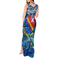 San Andres and Providencia Tank Maxi Dress Sea Turtle Tropical Pattern - Wonder Print Shop