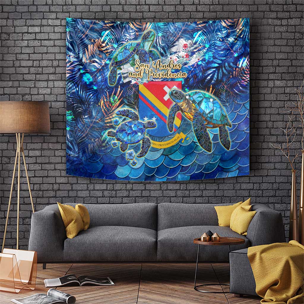 San Andres and Providencia Tapestry Sea Turtle Tropical Pattern - Wonder Print Shop