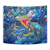 San Andres and Providencia Tapestry Sea Turtle Tropical Pattern - Wonder Print Shop