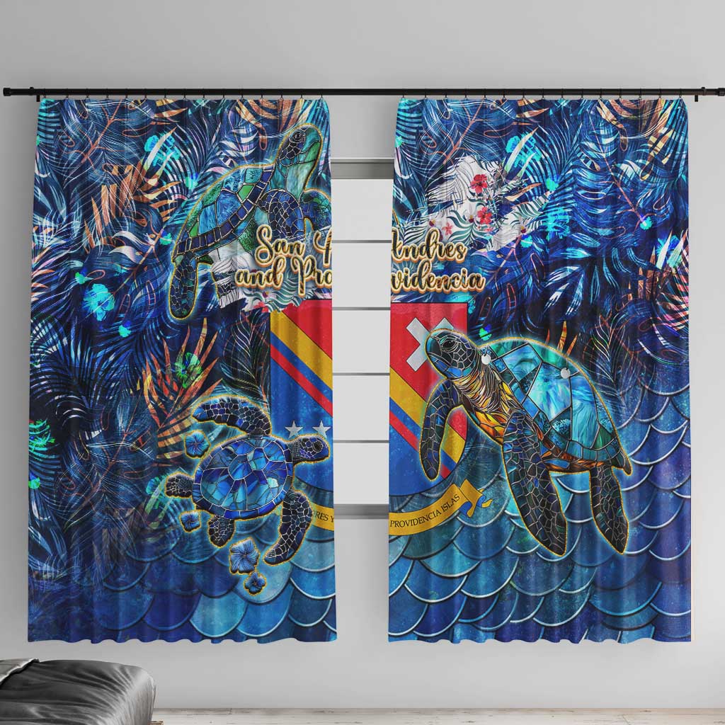 San Andres and Providencia Window Curtain Sea Turtle Tropical Pattern - Wonder Print Shop