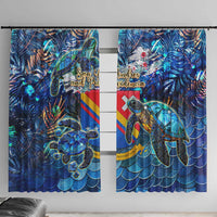 San Andres and Providencia Window Curtain Sea Turtle Tropical Pattern - Wonder Print Shop