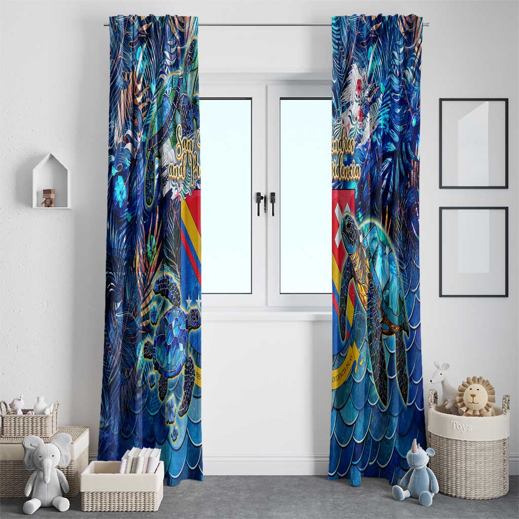 San Andres and Providencia Window Curtain Sea Turtle Tropical Pattern - Wonder Print Shop
