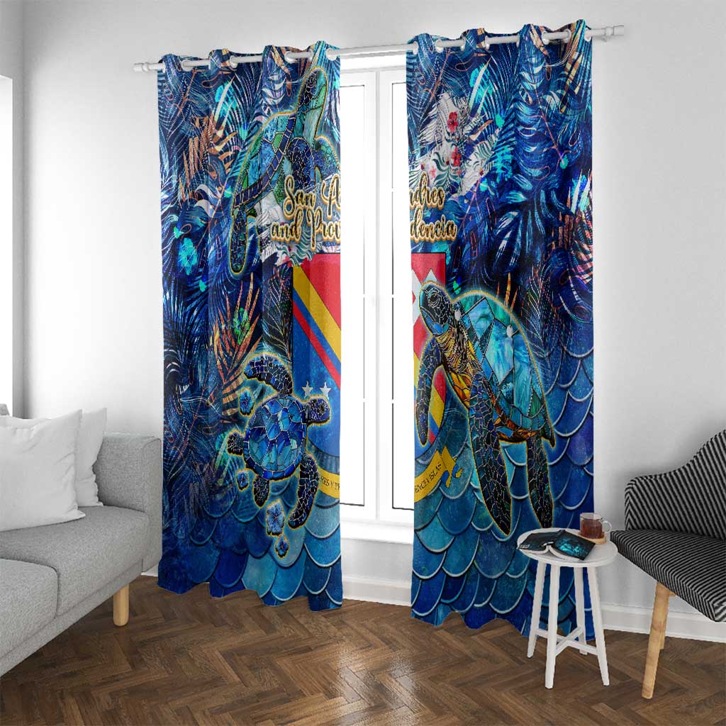 San Andres and Providencia Window Curtain Sea Turtle Tropical Pattern - Wonder Print Shop