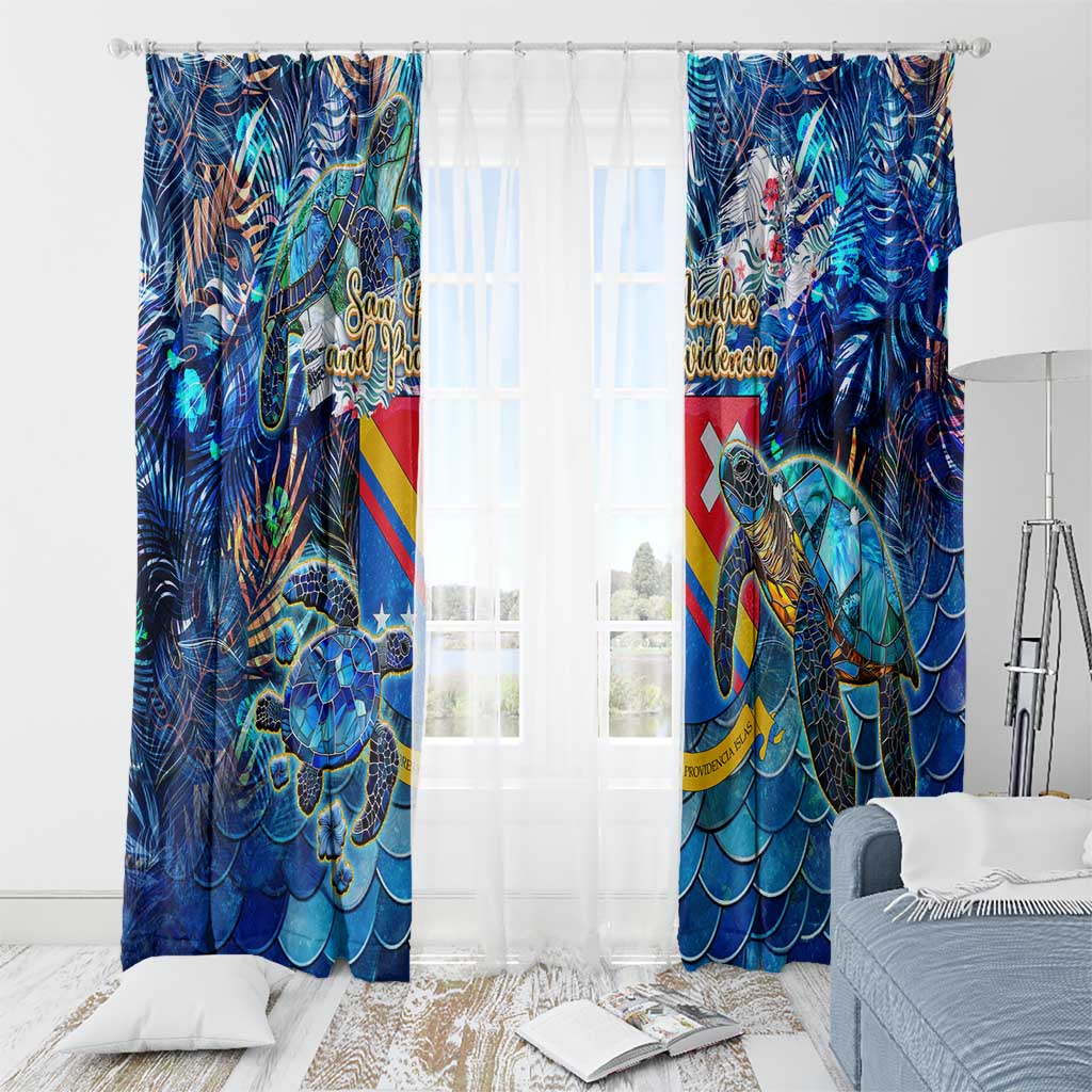 San Andres and Providencia Window Curtain Sea Turtle Tropical Pattern - Wonder Print Shop