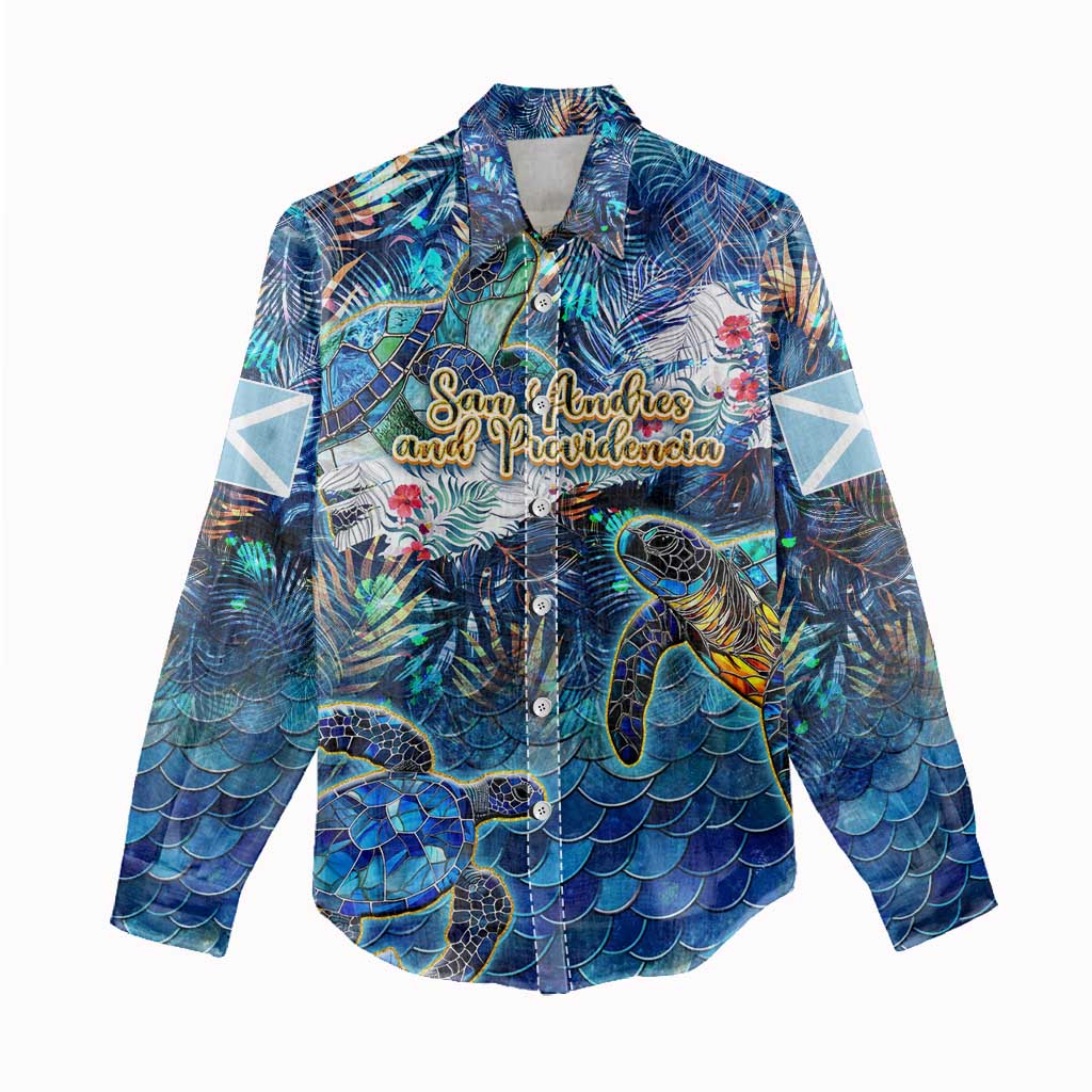 San Andres and Providencia Women Casual Shirt Sea Turtle Tropical Pattern - Wonder Print Shop