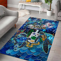 Saba Area Rug Sea Turtle Tropical Pattern