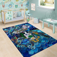 Saba Area Rug Sea Turtle Tropical Pattern