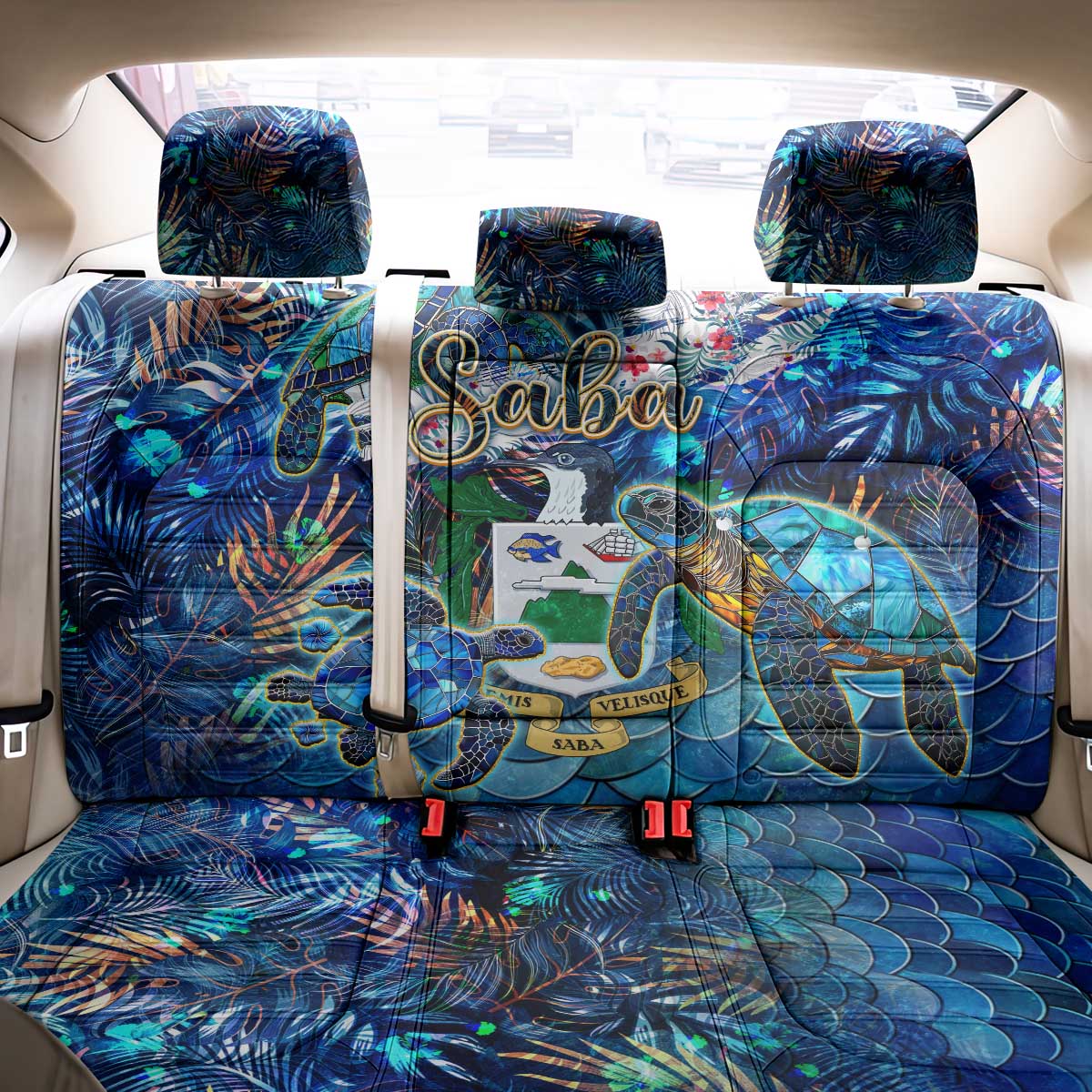 Saba Back Car Seat Cover Sea Turtle Tropical Pattern