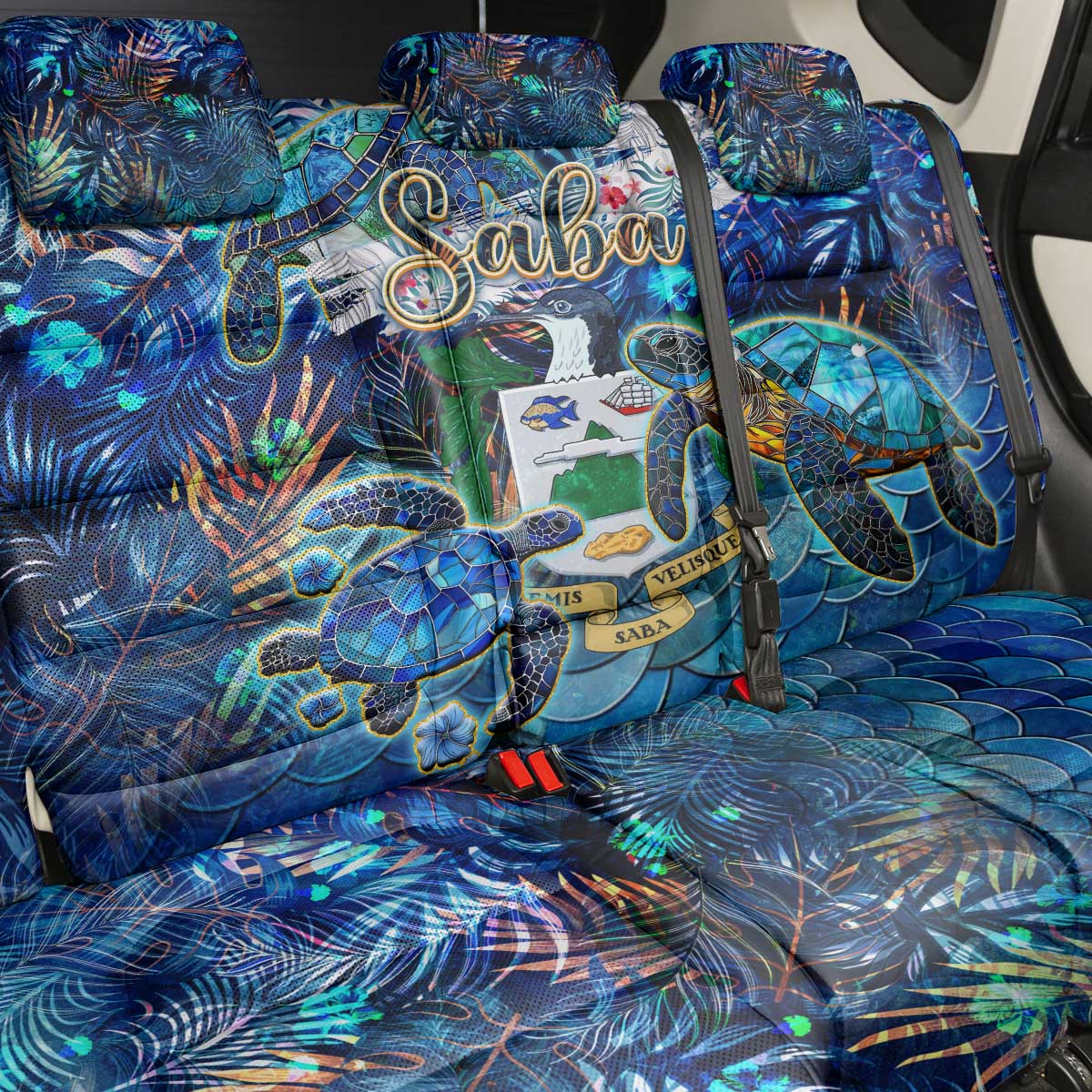 Saba Back Car Seat Cover Sea Turtle Tropical Pattern