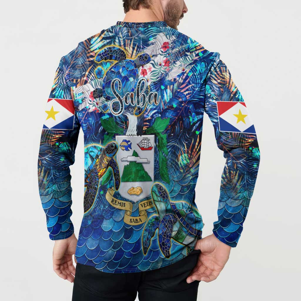 Saba Button Sweatshirt Sea Turtle Tropical Pattern