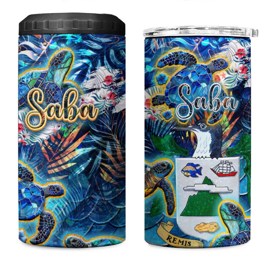 Saba 4 in 1 Can Cooler Tumbler Sea Turtle Tropical Pattern