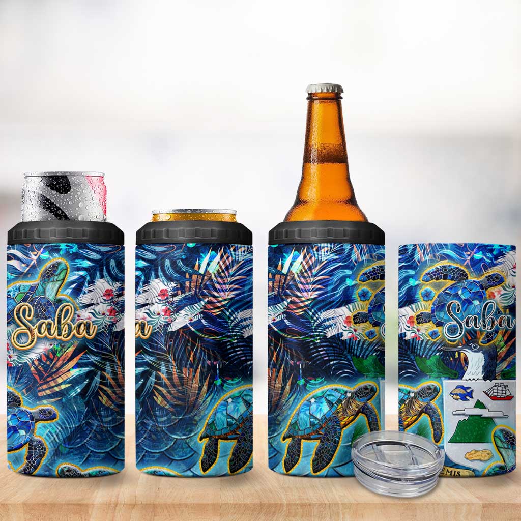 Saba 4 in 1 Can Cooler Tumbler Sea Turtle Tropical Pattern