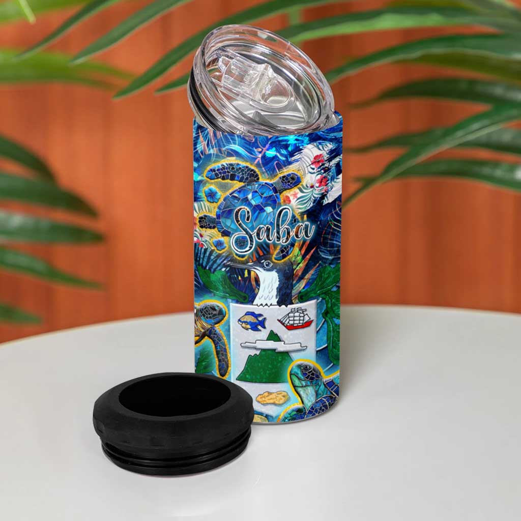 Saba 4 in 1 Can Cooler Tumbler Sea Turtle Tropical Pattern