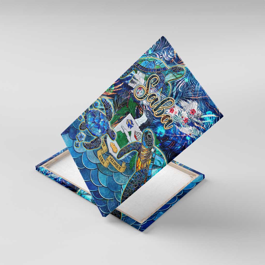 Saba Canvas Wall Art Sea Turtle Tropical Pattern