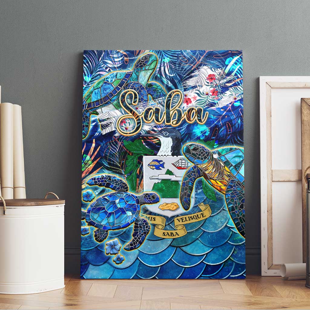 Saba Canvas Wall Art Sea Turtle Tropical Pattern
