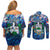 Saba Couples Matching Off Shoulder Short Dress and Long Sleeve Button Shirt Sea Turtle Tropical Pattern