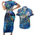 Saba Couples Matching Short Sleeve Bodycon Dress and Hawaiian Shirt Sea Turtle Tropical Pattern