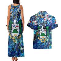 Saba Couples Matching Tank Maxi Dress and Hawaiian Shirt Sea Turtle Tropical Pattern