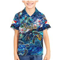 Saba Family Matching Mermaid Dress and Hawaiian Shirt Sea Turtle Tropical Pattern