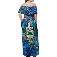 Saba Family Matching Off Shoulder Maxi Dress and Hawaiian Shirt Sea Turtle Tropical Pattern
