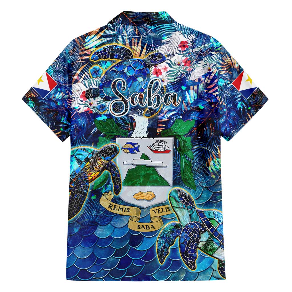 Saba Family Matching Short Sleeve Bodycon Dress and Hawaiian Shirt Sea Turtle Tropical Pattern - Wonder Print Shop