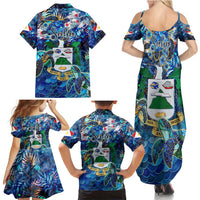 Saba Family Matching Summer Maxi Dress and Hawaiian Shirt Sea Turtle Tropical Pattern - Wonder Print Shop