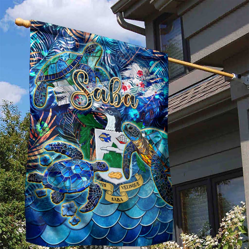 Saba Garden Flag Sea Turtle Tropical Pattern - Wonder Print Shop