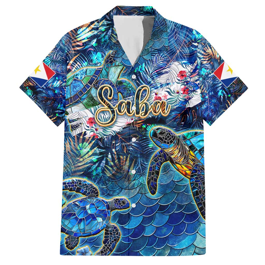 Saba Hawaiian Shirt Sea Turtle Tropical Pattern - Wonder Print Shop