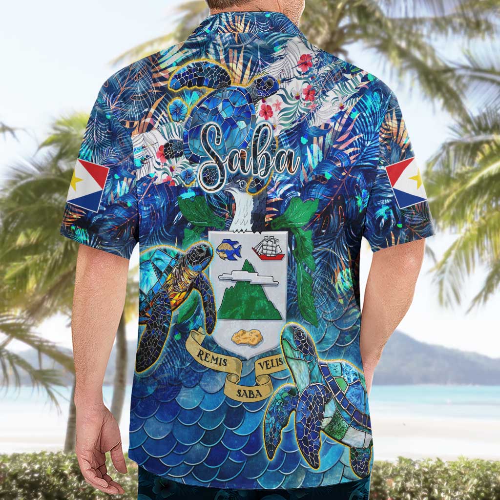 Saba Hawaiian Shirt Sea Turtle Tropical Pattern - Wonder Print Shop