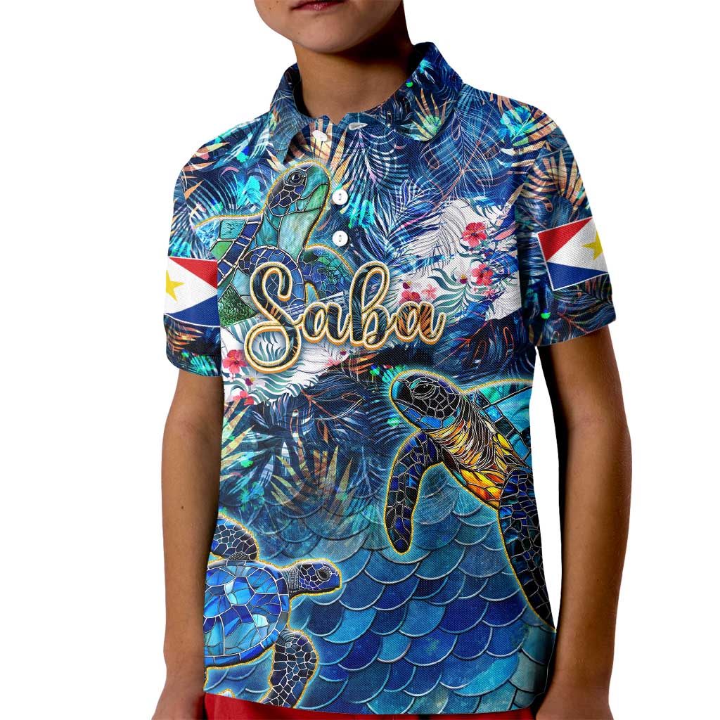 Saba Kid Polo Shirt Sea Turtle Tropical Pattern - Wonder Print Shop