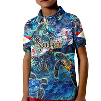 Saba Kid Polo Shirt Sea Turtle Tropical Pattern - Wonder Print Shop