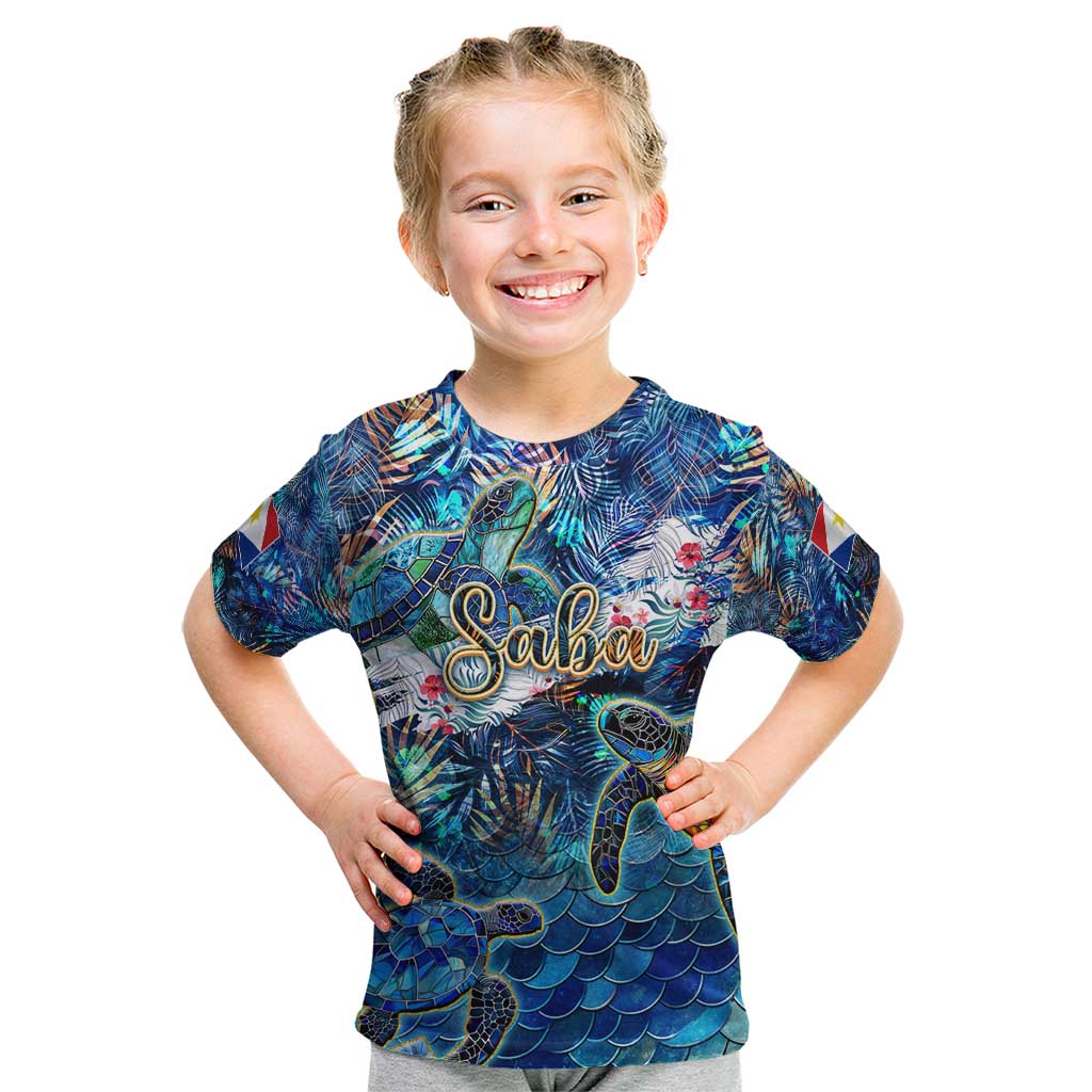 Saba Kid T Shirt Sea Turtle Tropical Pattern - Wonder Print Shop