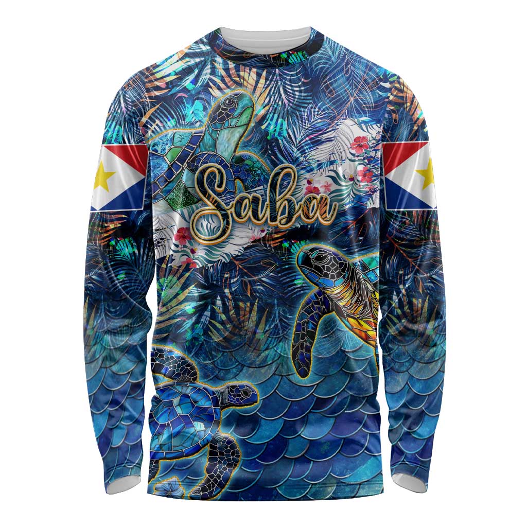 Saba Long Sleeve Shirt Sea Turtle Tropical Pattern - Wonder Print Shop