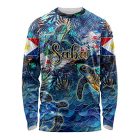 Saba Long Sleeve Shirt Sea Turtle Tropical Pattern - Wonder Print Shop