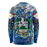 Saba Long Sleeve Shirt Sea Turtle Tropical Pattern - Wonder Print Shop
