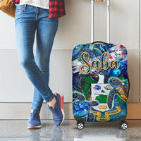 Saba Luggage Cover Sea Turtle Tropical Pattern - Wonder Print Shop