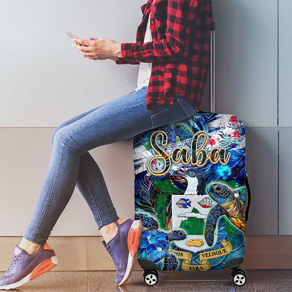 Saba Luggage Cover Sea Turtle Tropical Pattern - Wonder Print Shop