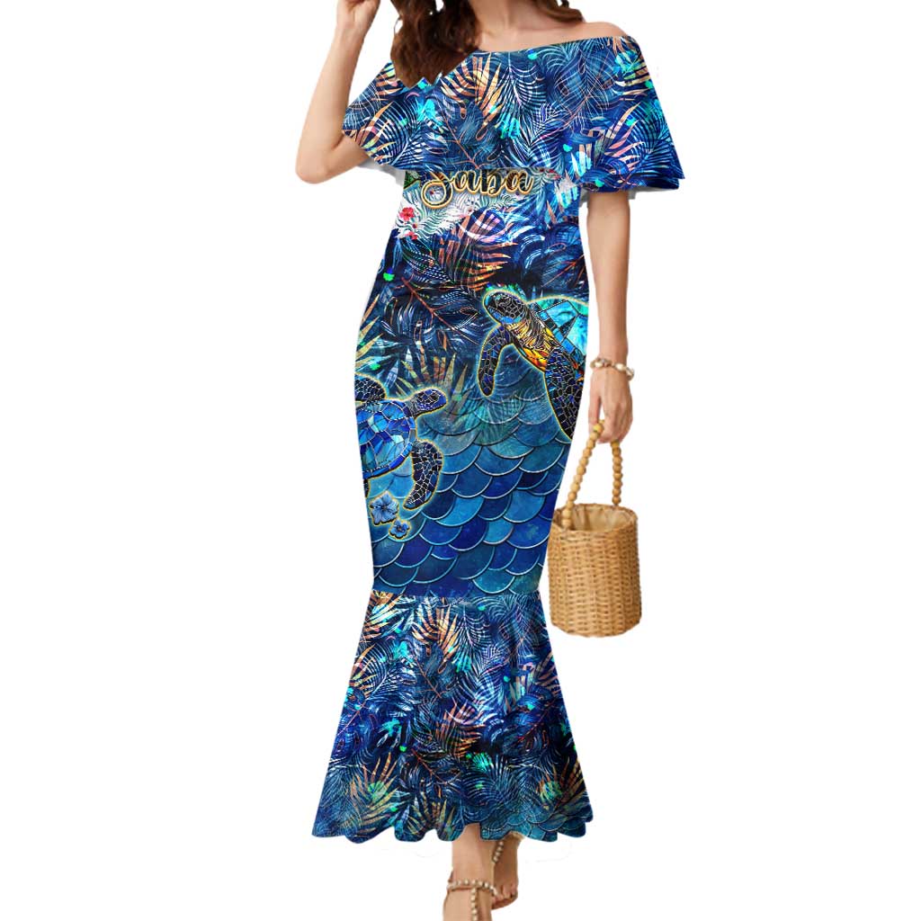 Saba Mermaid Dress Sea Turtle Tropical Pattern - Wonder Print Shop