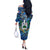 Saba Off The Shoulder Long Sleeve Dress Sea Turtle Tropical Pattern - Wonder Print Shop