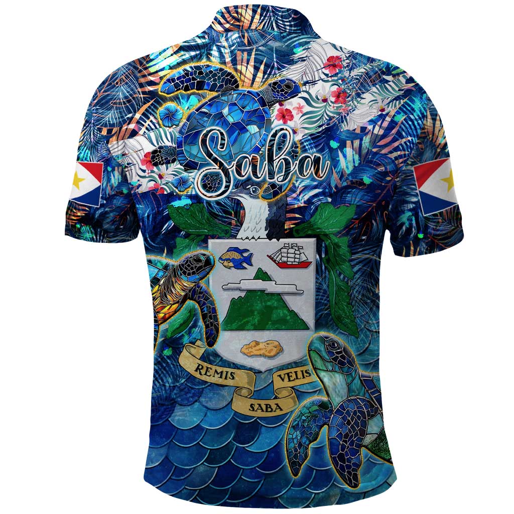 Saba Polo Shirt Sea Turtle Tropical Pattern - Wonder Print Shop