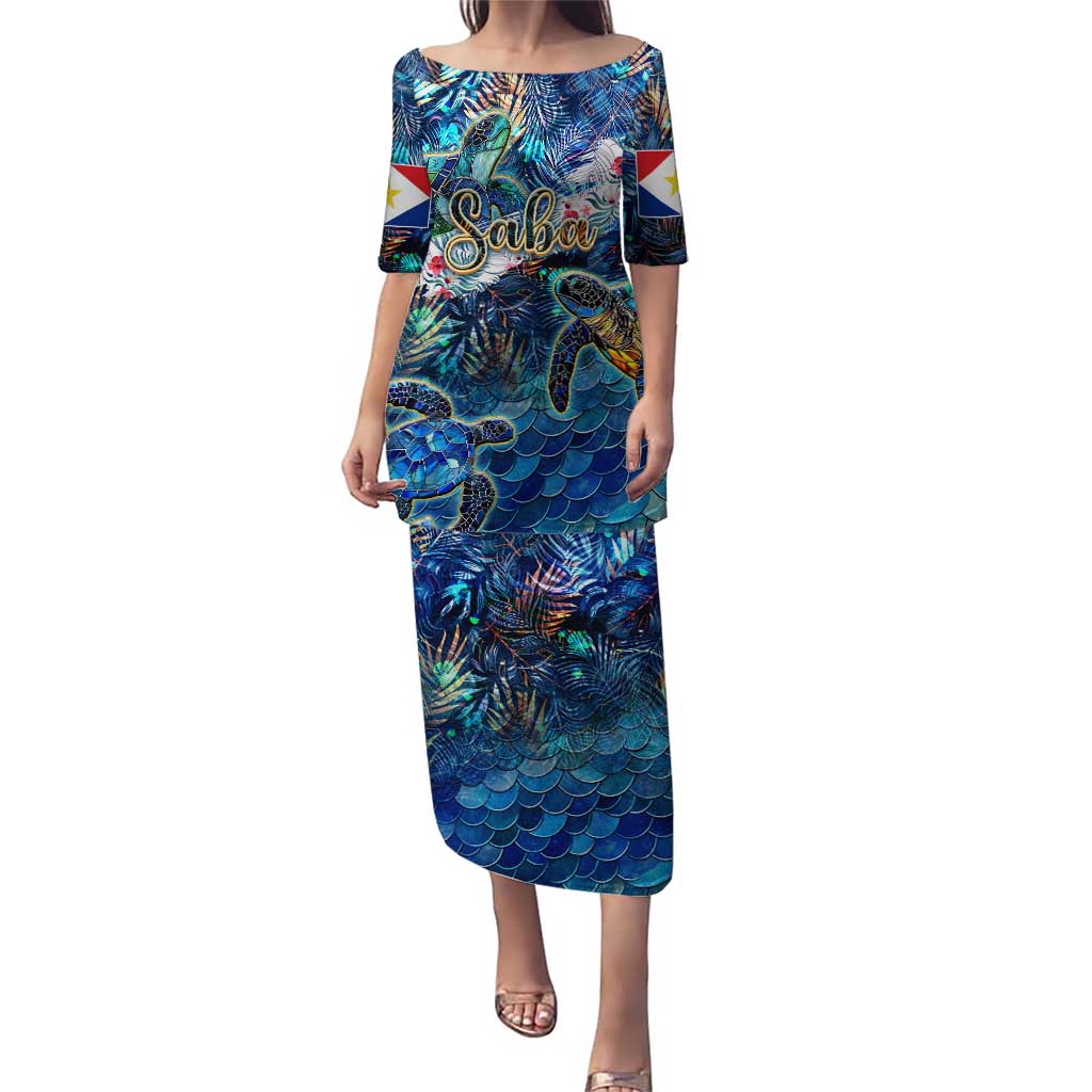 Saba Puletasi Sea Turtle Tropical Pattern - Wonder Print Shop