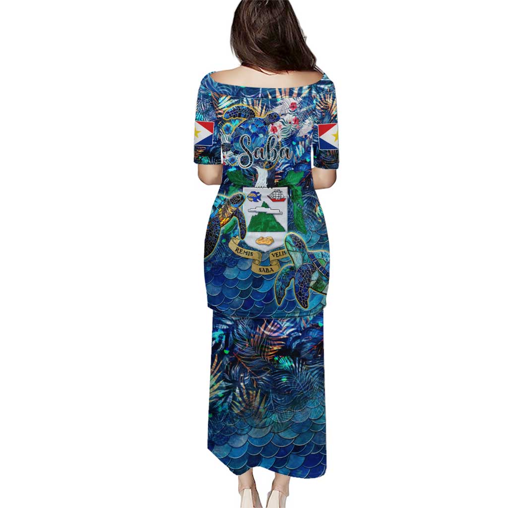 Saba Puletasi Sea Turtle Tropical Pattern - Wonder Print Shop