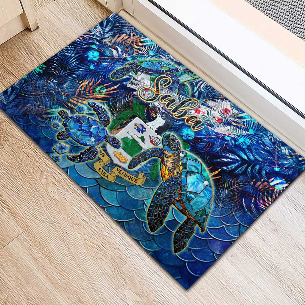 Saba Rubber Doormat Sea Turtle Tropical Pattern - Wonder Print Shop
