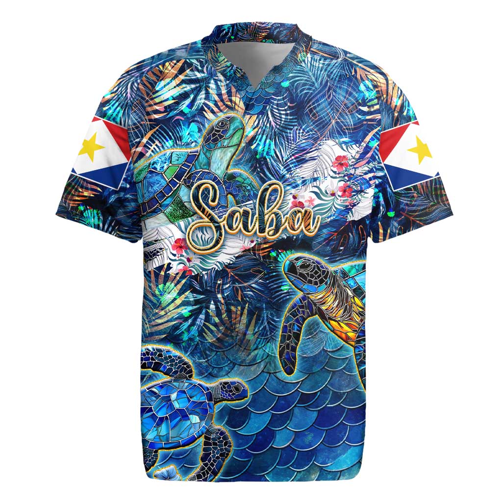 Saba Rugby Jersey Sea Turtle Tropical Pattern - Wonder Print Shop