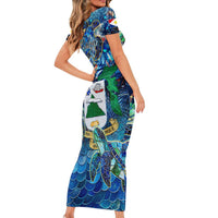 Saba Short Sleeve Bodycon Dress Sea Turtle Tropical Pattern - Wonder Print Shop
