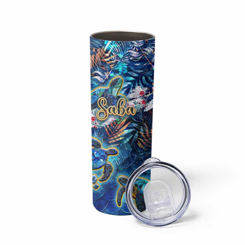 Saba Skinny Tumbler Sea Turtle Tropical Pattern - Wonder Print Shop