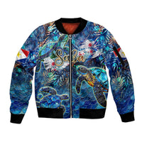 Saba Sleeve Zip Bomber Jacket Sea Turtle Tropical Pattern - Wonder Print Shop